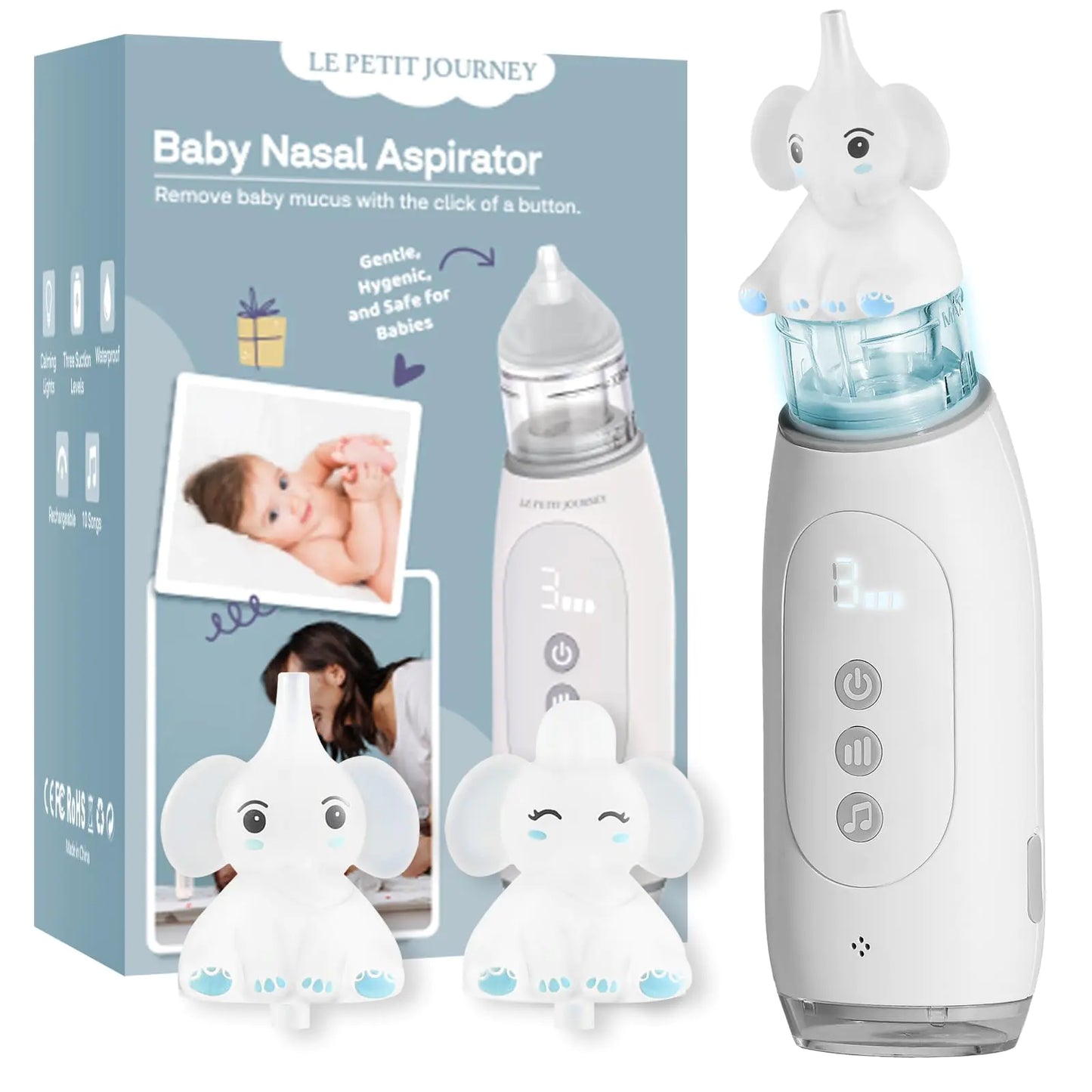 Elephant Tip Baby Nasal Aspirator – Electric Nose Sucker with Music & Light